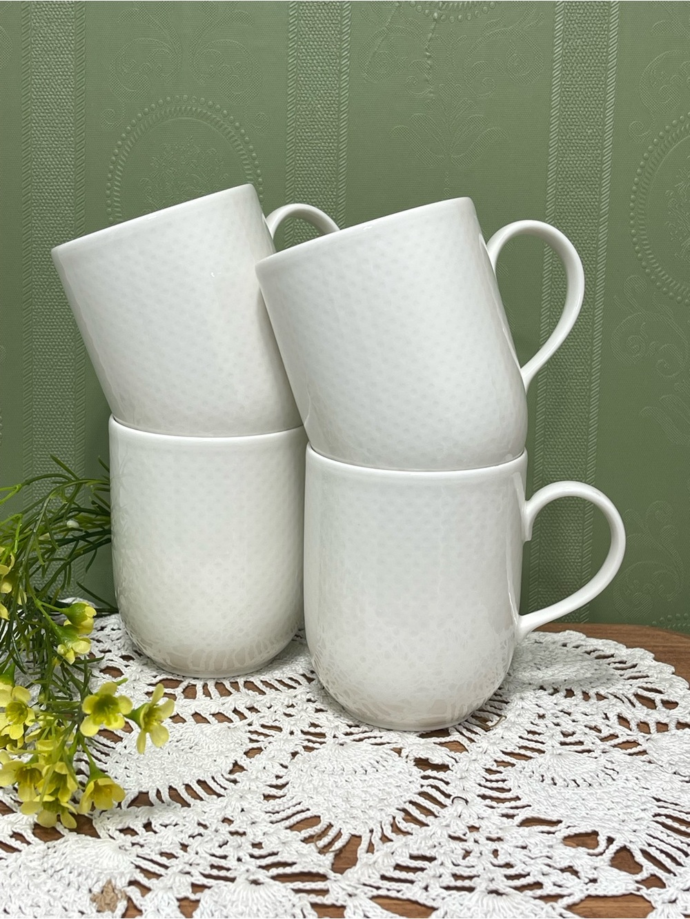 Villeroy & Boch White Textured Ceramic Mug Set - 4 Pieces